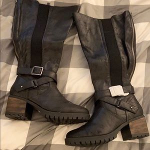 Torrid Black Rugged Knee High Boots